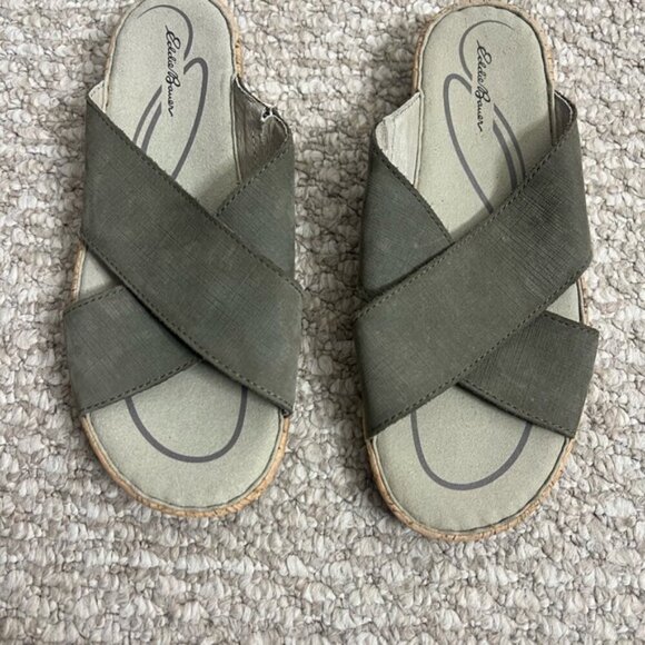 Eddie Bauer leather Sandals criss cross cork size 6.5 - Picture 2 of 8